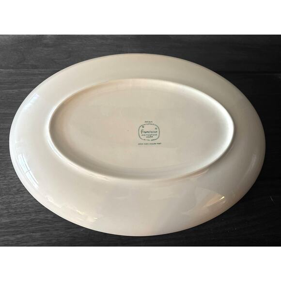 Vintage Franciscan Whitestone Ware "Antigua" Large Oval White Platter Gold Trim - Picture 3 of 4